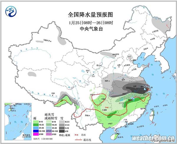 25日降水量预报图